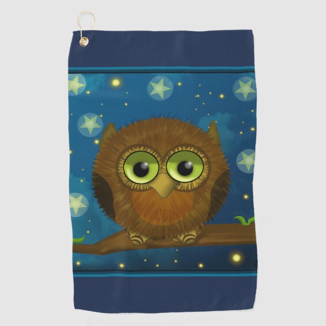 Fluffy Brown Owl Golf Towel (Front)