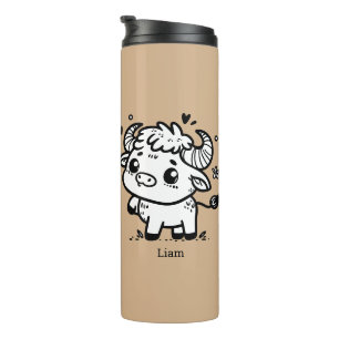 Fluffy Buffalo Baby - Kawaii Farm Animal Thermal Tumbler