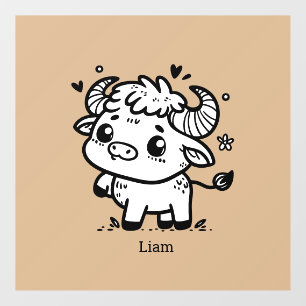 Fluffy Buffalo Baby - Kawaii Farm Animal Window Cling