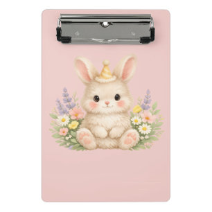 Fluffy Bunny Wildflower Design for Charming Garden Mini Clipboard