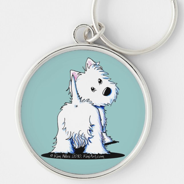 Fluffy Butt Westie Keychain (Front)
