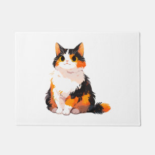 Fluffy Calico Cat   Doormat