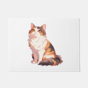 Fluffy Calico Cat Doormat