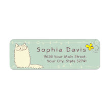 Fluffy Cat and Yellow Butterfly Custom text