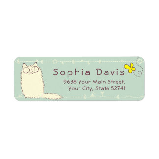 Fluffy Cat and Yellow Butterfly Custom text