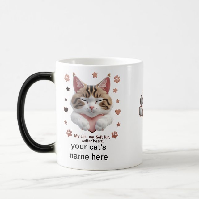 Fluffy Cat Heart Mug – Morphing Magic Cup (Left)