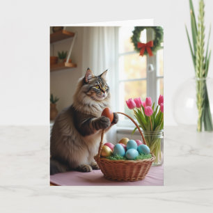 Fluffy Cat Springtime Ovum Card