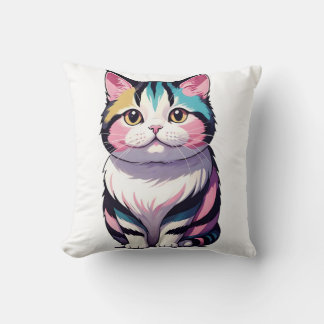 Fluffy Cat  Throw Pillow