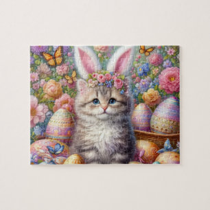 Fluffy Cat With Bunny Ears Jigsaw Puzzle