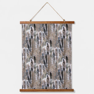 Fluffy Cattails Nature Pattern  Hanging Tapestry