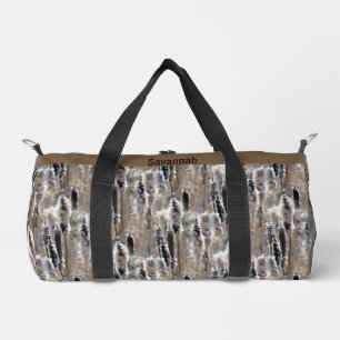Fluffy Cattails Nature Pattern Personalized Duffle Bag