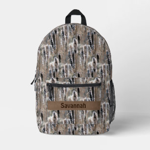 Fluffy Cattails Nature Pattern Personalized Printed Backpack