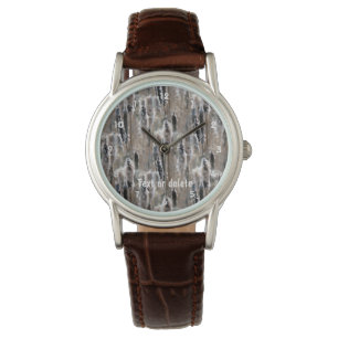 Fluffy Cattails Nature Pattern Personalized  Watch