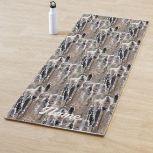 Fluffy Cattails Nature Pattern Personalized Yoga Mat