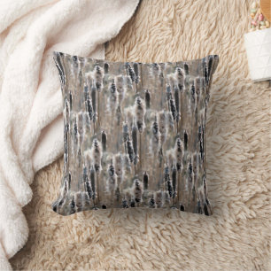 Fluffy Cattails Nature Pattern Throw Pillow