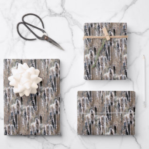 Fluffy Cattails Nature Pattern  Wrapping Paper Sheet