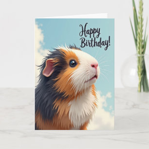 Fluffy Cavy Birthday Card