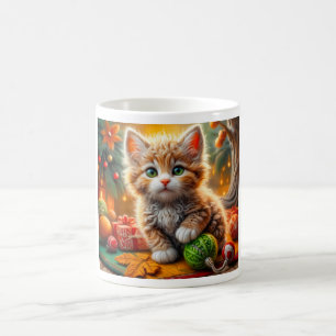 Fluffy Christmas Kitten Coffee Mug