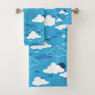 Fluffy Cloud Sunny Blue Sky Motif