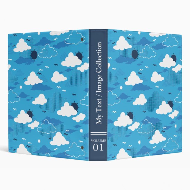 Fluffy Cloud Sunny Blue Sky Pattern Binder (Background)