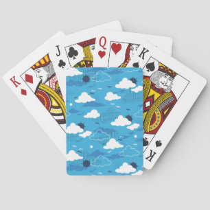 Fluffy Cloud Sunny Blue Sky Pattern Playing Cards