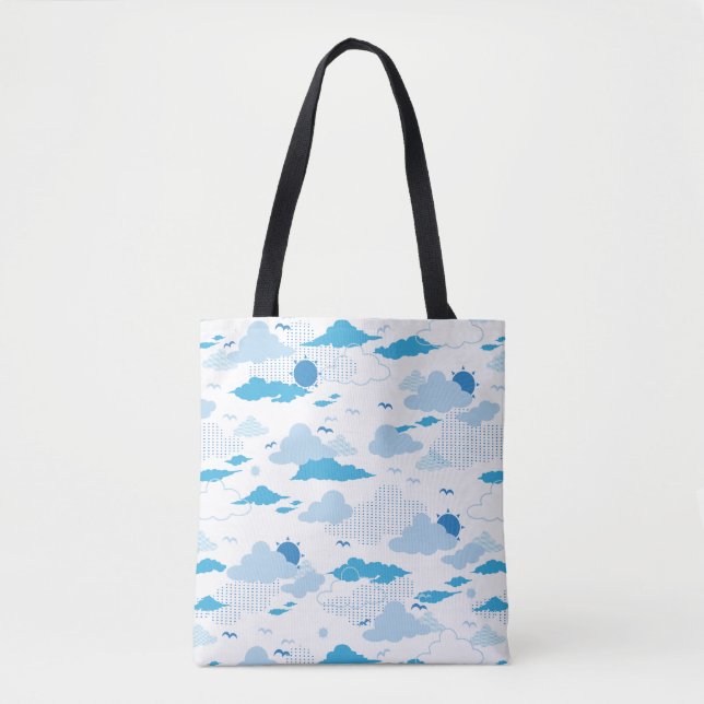 Fluffy Cloud Sunny White Sky Pattern Tote Bag (Front)