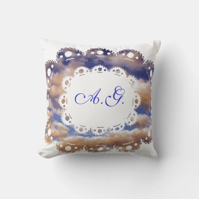 Fluffy Clouds and Monogramm Pillow (Front)