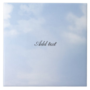 Fluffy clouds, pastel blue sky TEMPLATE Tile