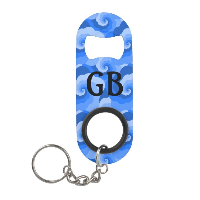Fluffy Clouds Pattern Monogram Mini Bottle Opener (Front)