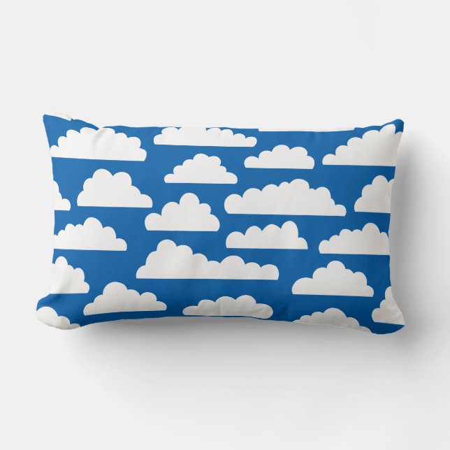 Fluffy Clouds Pattern - White on Blue 005cad Lumbar Pillow (Front)