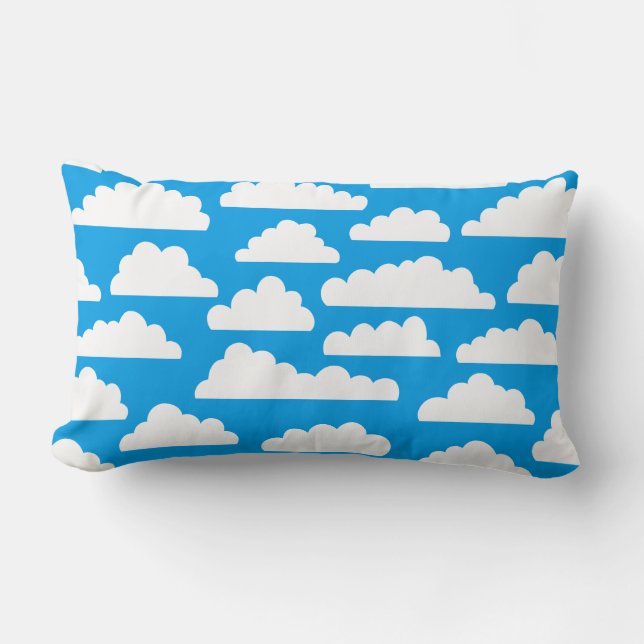 Fluffy Clouds Pattern - White on Blue 009dea Lumbar Pillow (Front)