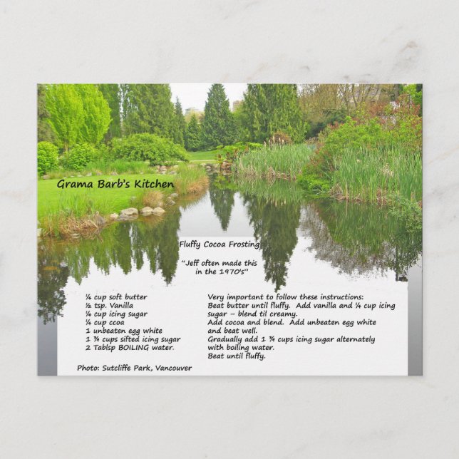 Fluffy Cocoa Frosting Recipe Postcard (Front)