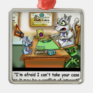 Fluffy Cohen Atty @Claw Funny Cat & Lawyer Metal Ornament