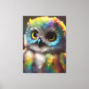Fluffy Cute Colourful Owl Canvas Print