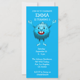Fluffy Cute Monster Birthday Invitation