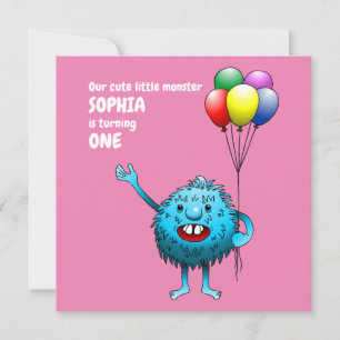 Fluffy Cute Monster Birthday Invitation