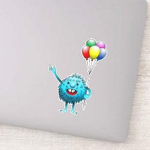 Fluffy & Cute with balloons Vinyl Sticker