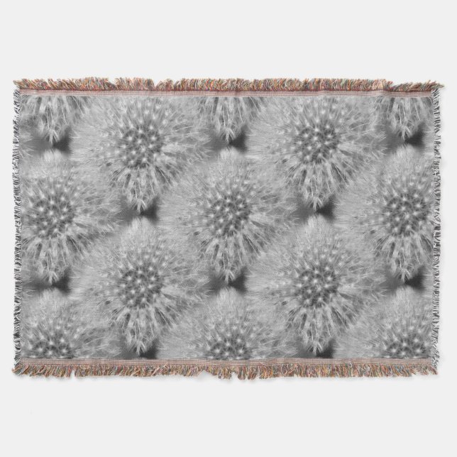 Fluffy Dandelion Flower Nature Art Pattern Throw Blanket (Front)