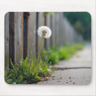 Fluffy Dandelion Growing In a Sidewalk Mouse Pad