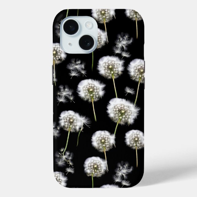 Fluffy Dandelions On Black Case-Mate iPhone Case (Back)