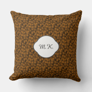 Fluffy DIY Nature Colours Custom Monogram Throw Pillow
