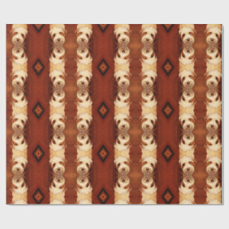 Fluffy dog in brown with diamond wrapping paper