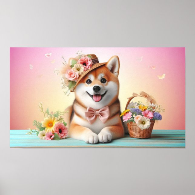 Fluffy Dog with Big Eyes | Joyful Pet Image Poster (Front)