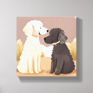Fluffy Dogs Pet Watercolor Painting Canvas Print