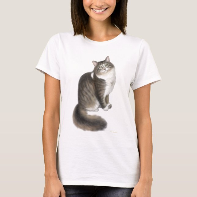 Fluffy Duffy Cat Ladies Baby Doll Shirt (Front)