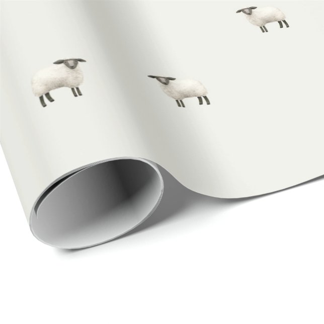 Fluffy farm - mini lamb sheep  wrapping paper (Roll Corner)