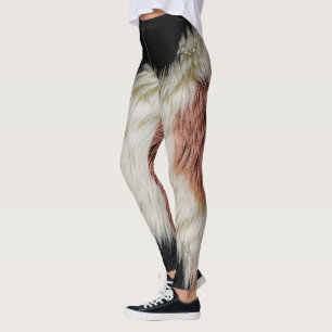 Fluffy Faux Fur Abstract Cow Print - Cozy Pastel Leggings