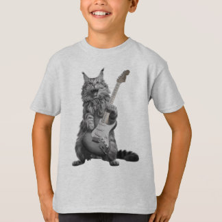 Fluffy Feline Rocker | Long-Haired Cat Guitarist T-Shirt