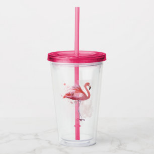 Fluffy Flamingo Acrylic Tumbler