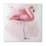 Fluffy Flamingo Tile<br><div class="desc">"Fluffy Flamingo" by Fab Funky. Features a single flamingo in watercolor style.</div>